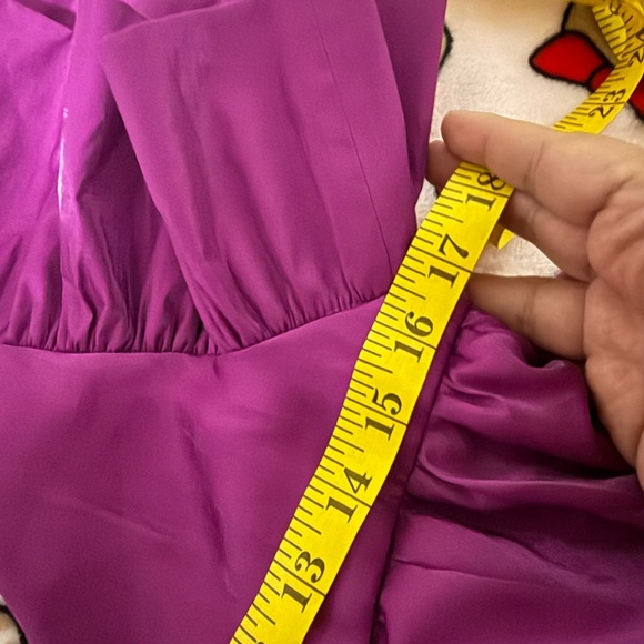 Vibrant Fuchsia Pink Ruffled Mini Dress Size M - Picture 9 of 10